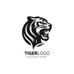 Fierce tiger logo in bold black design