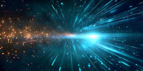 Fototapeta premium Bridges of Blue: Connecting Digital Pathways, In the deep indigo, circuits weave webs of connectivity and understanding