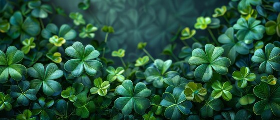 St. Patrick's Day background with four-leaf clovers - obrazy, fototapety, plakaty