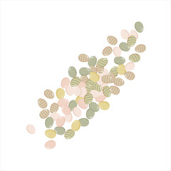 Happy Easter Banner. Pattern of eggs, flowers and twigs. For card, banner, poster, flyer, and web. Spring Festival. Vector illustration