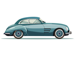 2D flat image side view of a classic car isolated on white background.