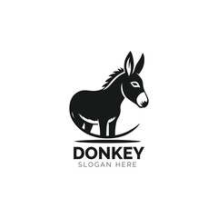 Simple black and white donkey logo design