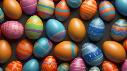 Fototapeta premium Groups Of Easter Eggs 3D Illustration 