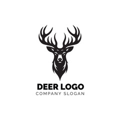 Bold deer head logo with stylized antlers