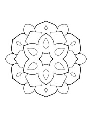 Circular pattern in the form of a mandala. Contour mandala for color book.  Coloring book page. Monochrome illustration. Symmetry