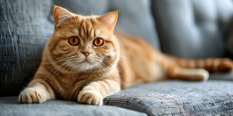 Staring Feline: Sofa Serenity, Lost in the sofa, finding serenity through a staring feline