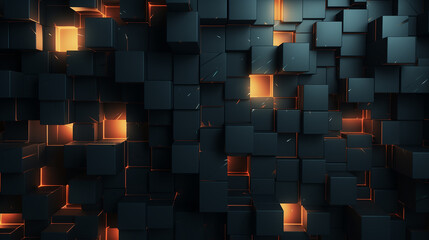 Dark squares abstract background top view, Ai generated image - Powered by Adobe