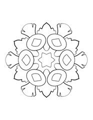 Circular pattern in the form of a mandala. Contour mandala for color book.  Coloring book page. Monochrome illustration. Symmetry