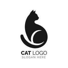 Elegant cat silhouette logo with a sleek curve