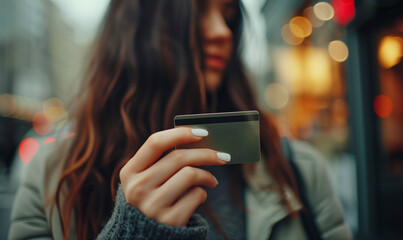 Young Woman Holding Credit Card Concept