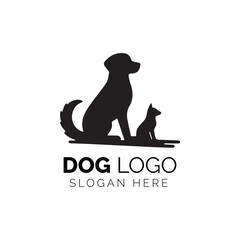 Silhouette dog and cat pet logo design