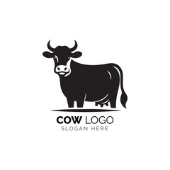 Black and white cow logo silhouette
