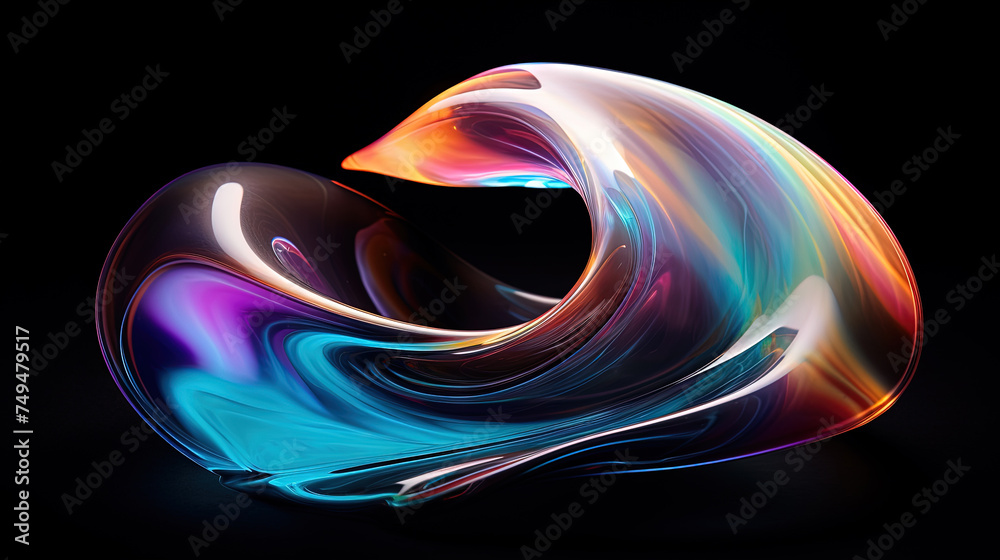 Poster vibrant abstract waveform with fluid motion and colorful gradients.