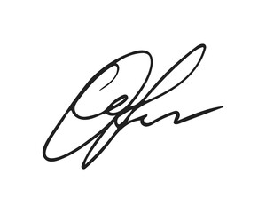 Handwritten fake signature for personal contract. Autograph isolated on white background.