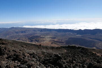 Crater from mount Teide 3 715 m on European Tenerife island in Spain