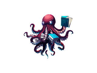 octopus reads a books Png illustration clipart