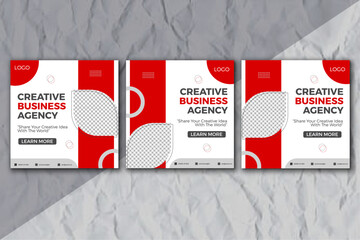 Creative Business Agency Social Media Post, Red color post Template