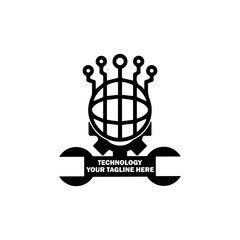 Abstract Initial Logo. Black color isolated on White Background. Technology Branding Logos. Flat Vector Logo Design Template Element icon.