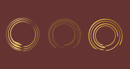Gold round frame. Unique line circle design