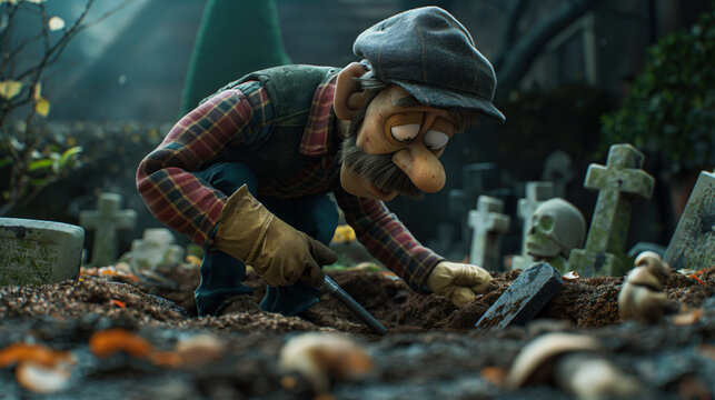 3D Cartoon character of Gravedigger