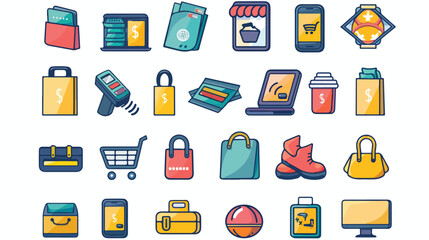Bundle of electronic commerce icons vector illustrat