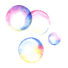 Composition of watercolor soap bubbles