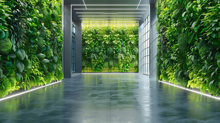 walkway in the entry space with plants