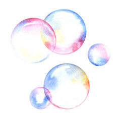 Watercolor soap bubbles composition. 