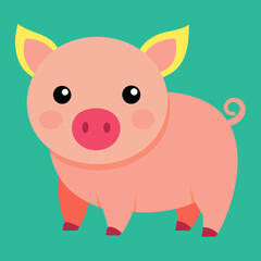Obraz na płótnie Canvas Pig, swine, boar, piglet, piggy, animal, pet, vector, illustration, draw, cartoon, pretty, cute