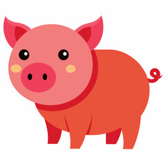 Fototapeta premium Pig, swine, boar, piglet, piggy, animal, pet, vector, illustration, draw, cartoon, pretty, cute