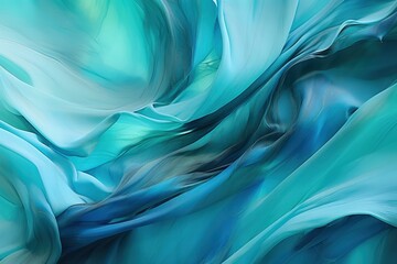 Turquoise green and blue paint create a textured fabric - obrazy, fototapety, plakaty