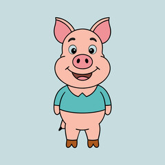 Fototapeta premium Pig, swine, boar, piglet, piggy, animal, pet, vector, illustration, draw, cartoon, pretty, cute