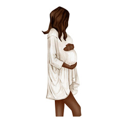 Watercolor pregnant african american woman clipart