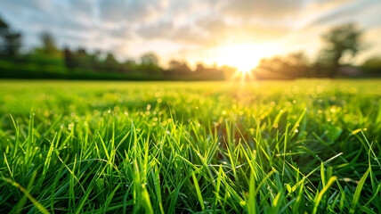 Fototapeta premium Quiet grass scene under the clear sky It represents a bright and calm environment.