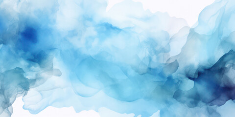Abstract Watercolor Stain: A Bright Splash of Blue on White Paper