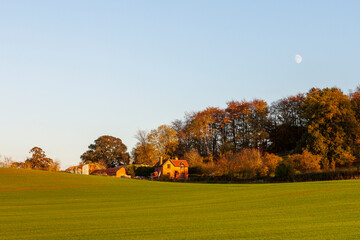 Autumn landscape with trees, Bidford-on-Avon, Warwickshire, England