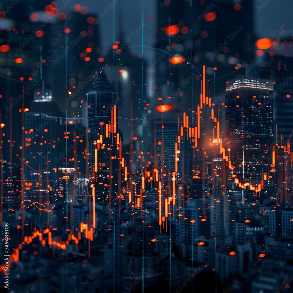 Poster stock market is crashing, declining graph of stock trading