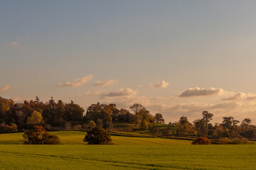Sunset over the field, Bidford-on-Avon, Warwickshire, England