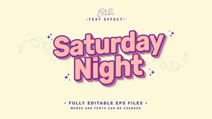 editable satuday night text effect.typhography logo