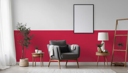 Fototapeta premium Medicine and healthcare concept Poland flag on the wall in the interior of the room. Concept of buying and selling real estate, mortgages in the Poland