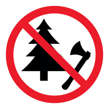 forbidden to cut down trees, icon of prohibited cutting trees