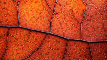 Details of a red leaf pattern, showcasing the intricate veins and texture of the leaf's surface.