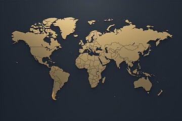 World map illustration on white background, 3d rendering