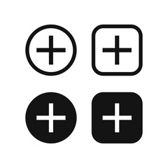 Add button icon. More icon vectors. Plus icon set.