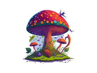 Fairy Mushroom House Watercolor Png illustration Clipart