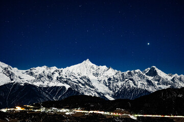 Meili Snowmountain under the moonlight