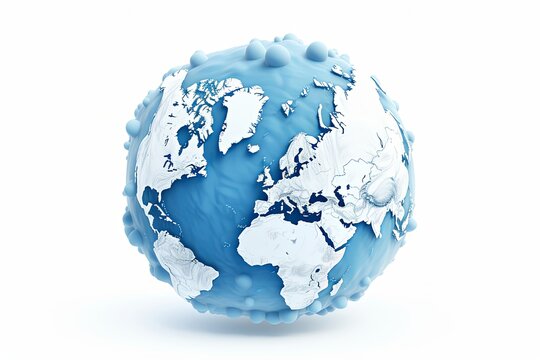 Planet Earth globe from space Europe and part of World map 3d render