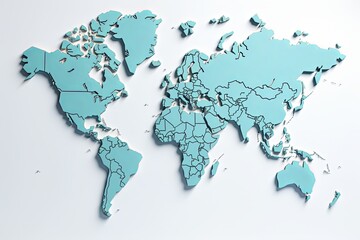 Fototapeta na wymiar Modern world map highlighted in location on colorful background, 3d render