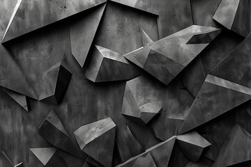 Abstract black background with shapes, waves and textured sheets