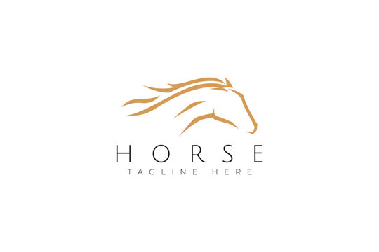Horse Head Logo Mane Elegance Brand  Farm Sport Race Equines Sign Symbol